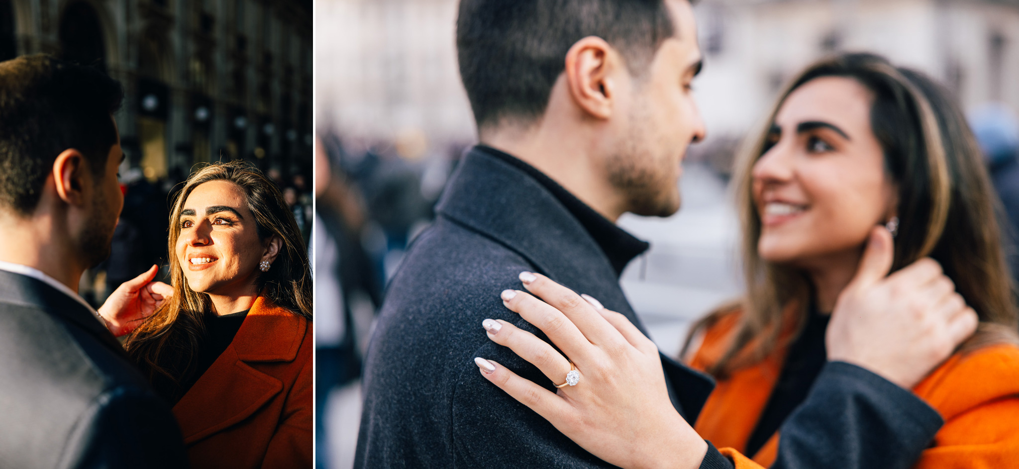 Ritratto fotografico di una proposta di matrimonio a Milano